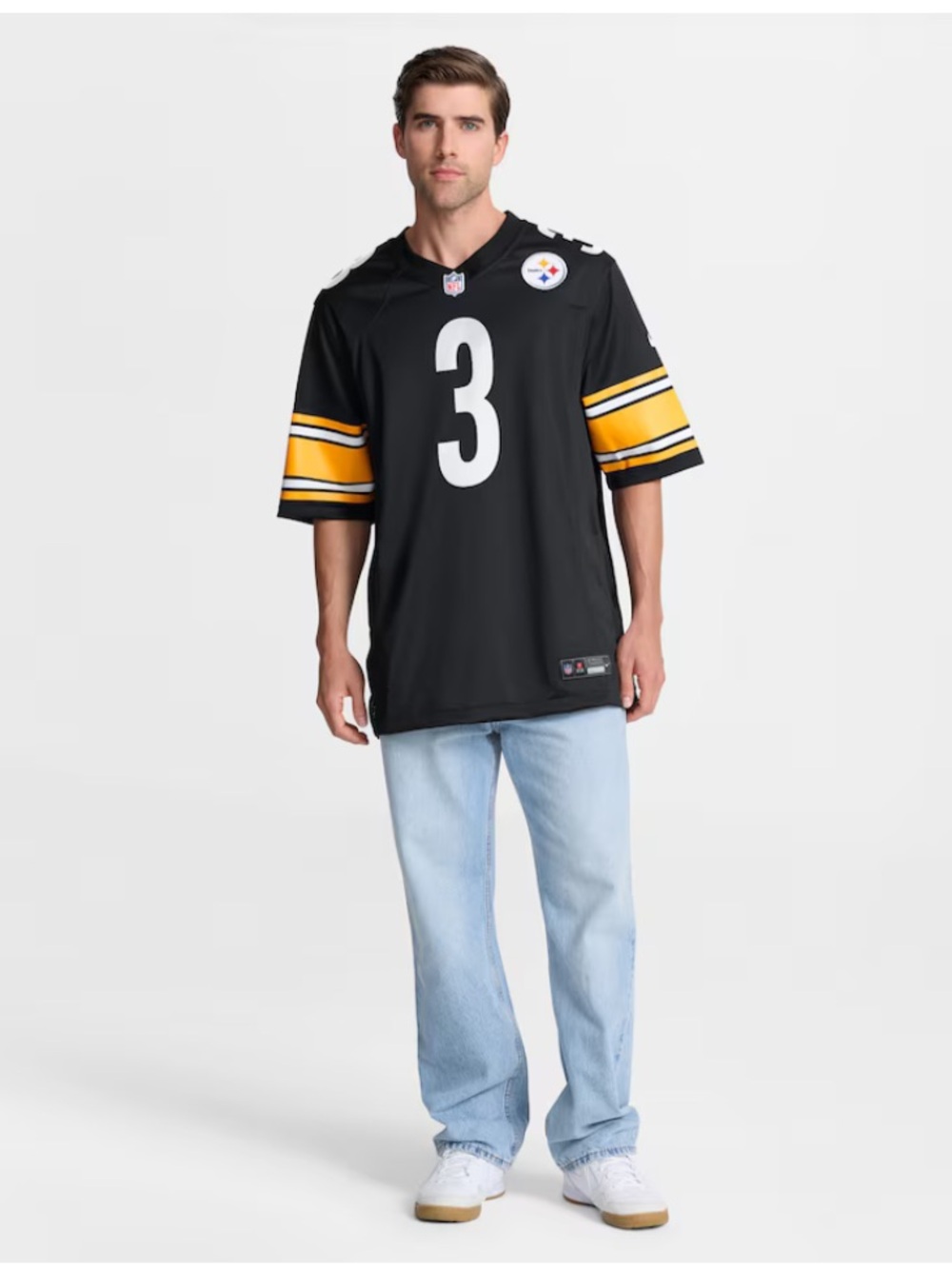 Nike Russel! Wilson #3 Pittsburgh Steelers Black Game Jersey XL